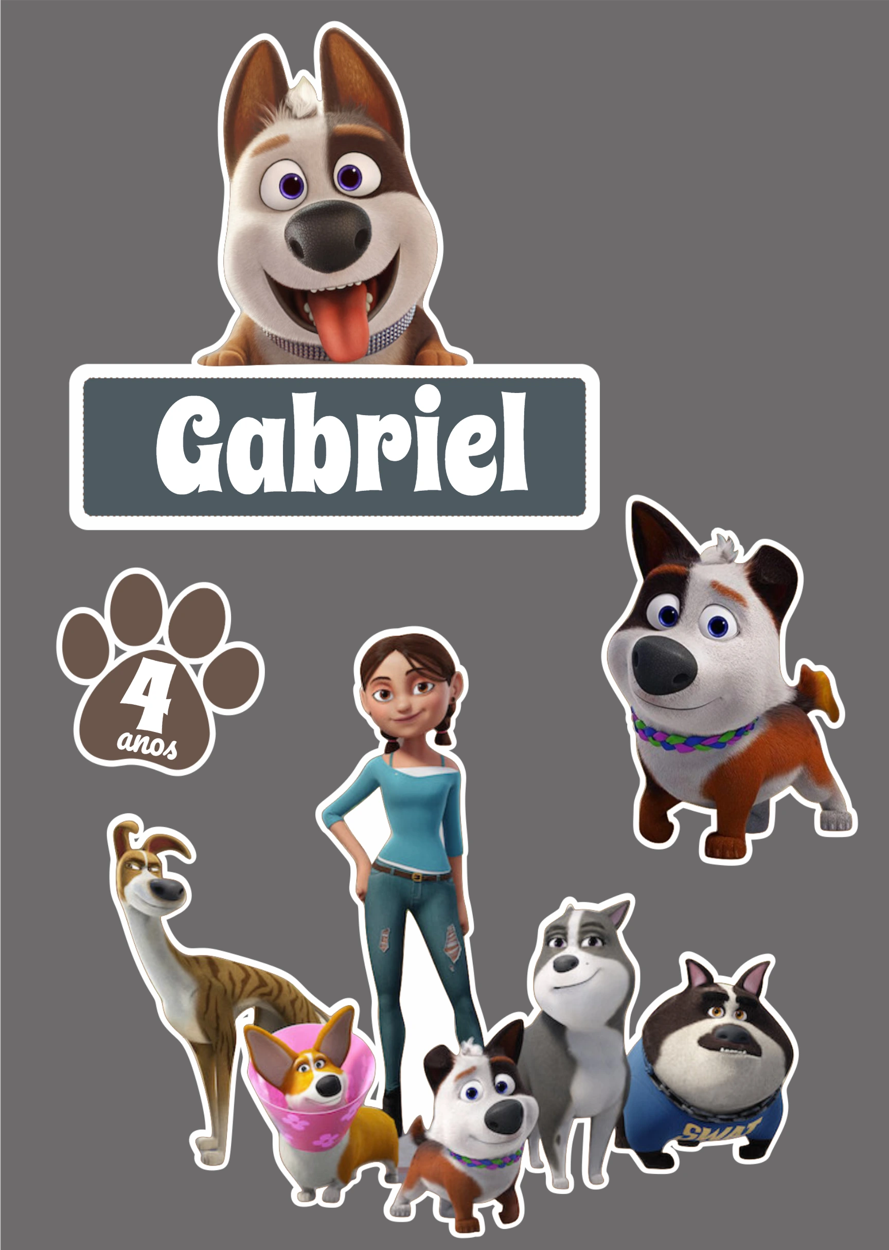 Topo de Bolo Encrencão com Personagens para Editar Online