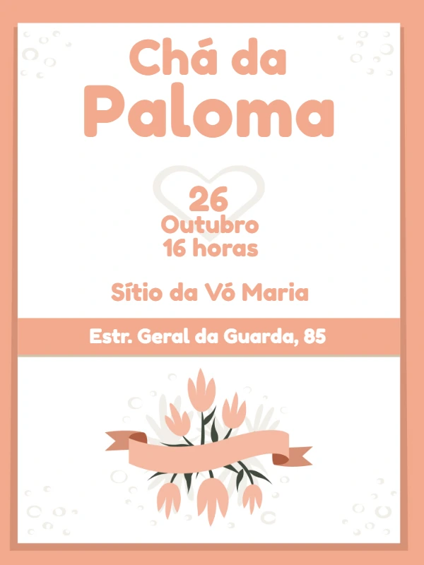 Convite Chá de Panela Floral Delicado para Editar Online