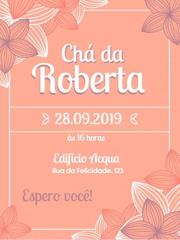 Convite de Chá de Panela Floral Delicado para Editar Online