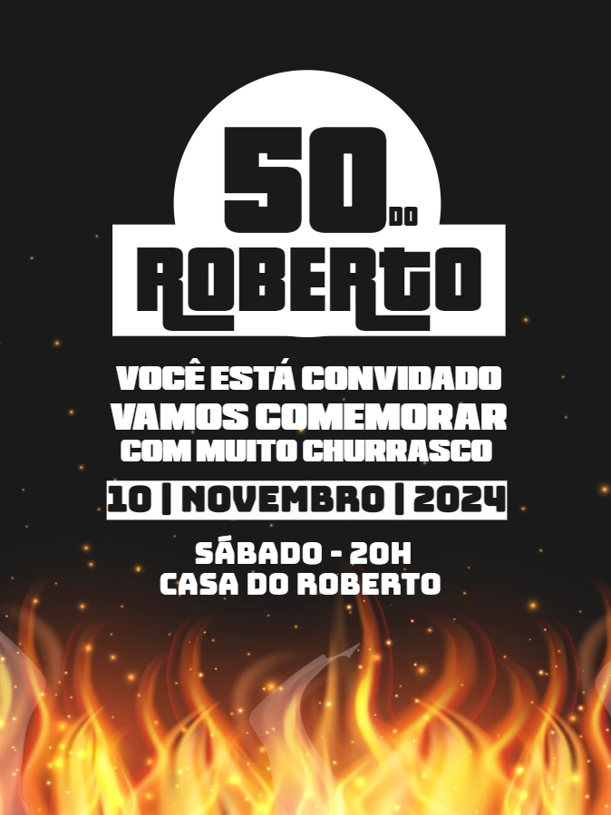Convite de Aniversário Churrasco Rústico para Editar Online