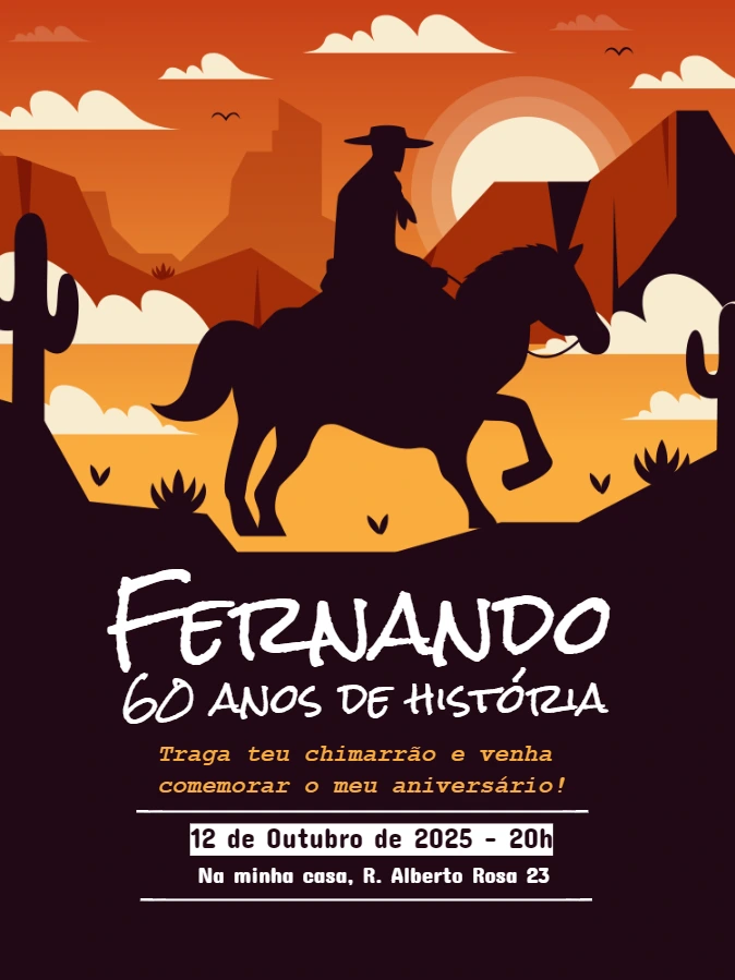 Convite de Aniversário Country Masculino para Editar Online