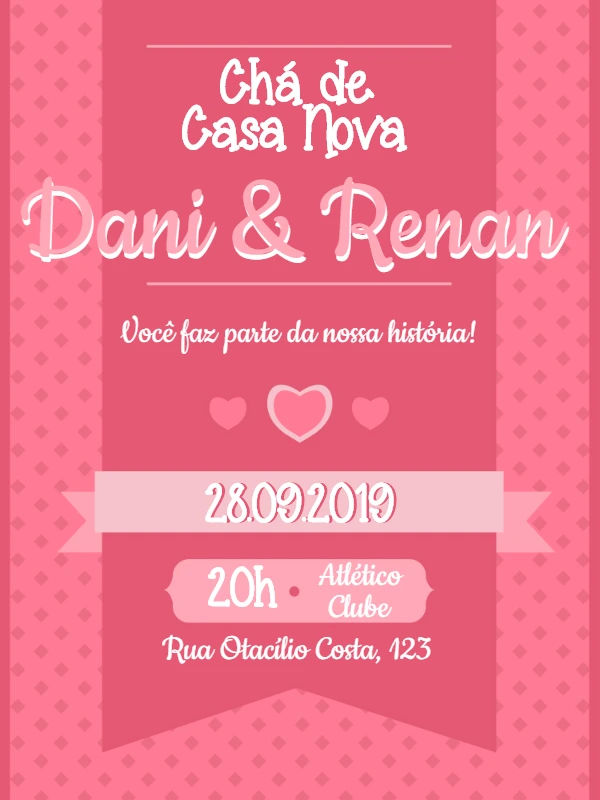 Convite Chá de Casa Nova Rosa Delicado para Editar Online
