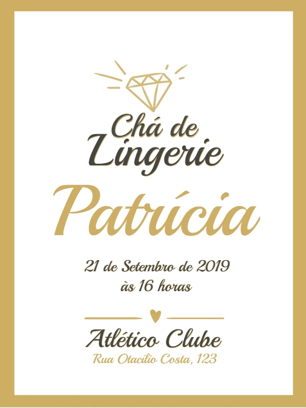 Convite Chá de Lingerie Elegante para Editar Online