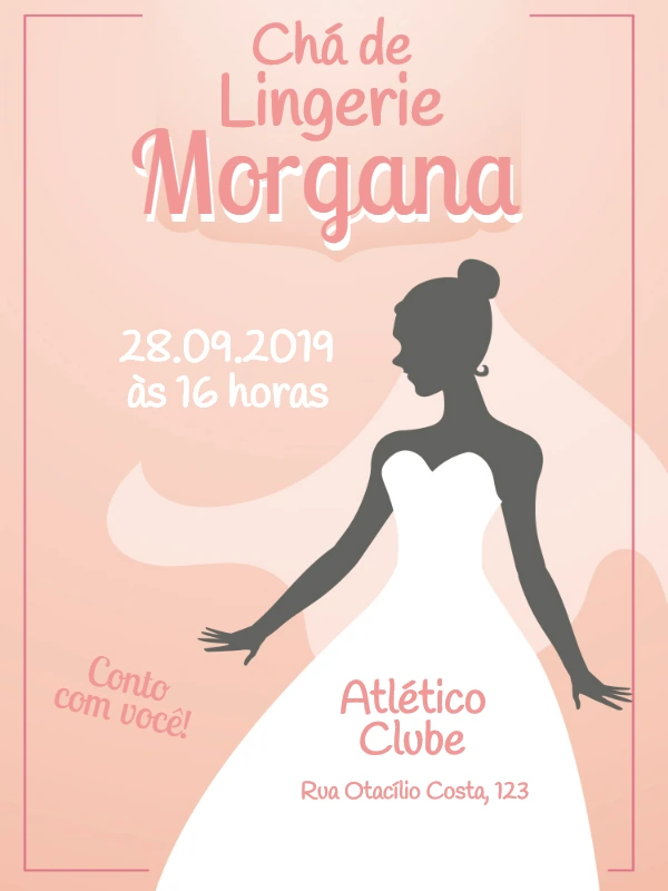 Convite de Chá de Lingerie com Noiva para Editar Online