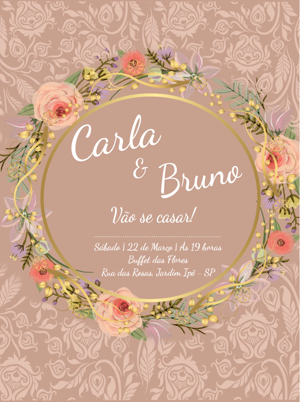 Convite de Casamento Provençal Floral para Editar Online
