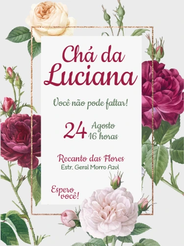 Convite de Chá de Panela Floral com Rosas para Editar Online