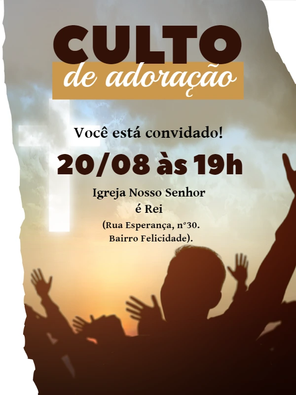 Folheto para Culto de Adoração para Editar Online