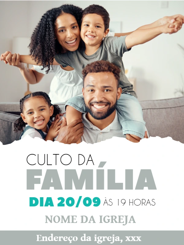 Convite para Culto da Família com Foto para Editar Online