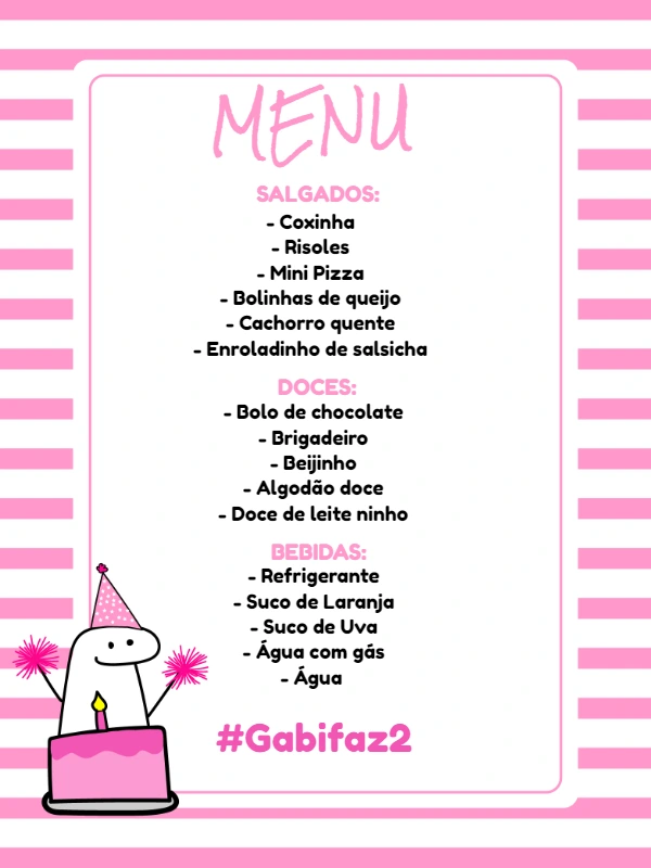 Menu de Aniversário Flork Meme para Editar Online