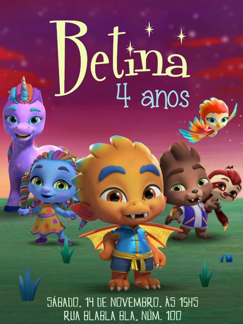 Convite de Aniversário Super Monstros para Editar Online