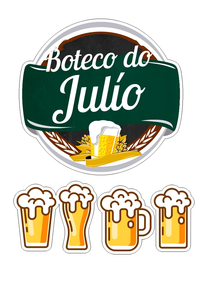 Topo de Bolo Boteco com Toppers para Editar e Imprimir