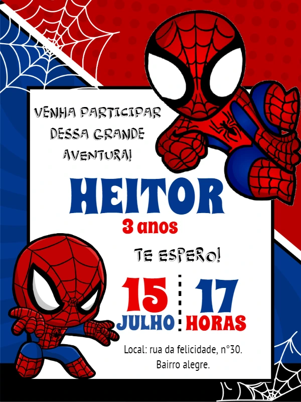 Convite Aniversário Homem-Aranha Toy para Editar Online