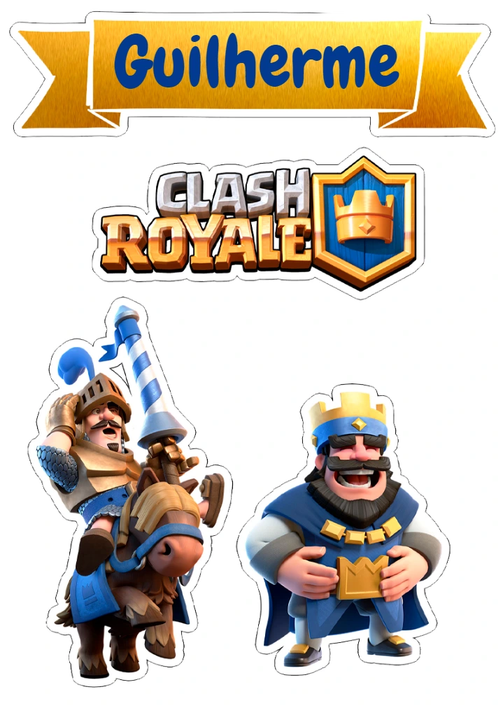 Topo de Bolo Clash Royale com Personagens para Editar e Imprimir