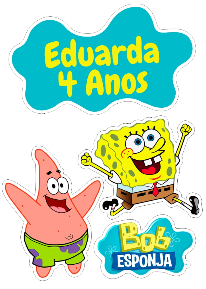Topo de Bolo Bob Esponja para Aniversário Editável Online
