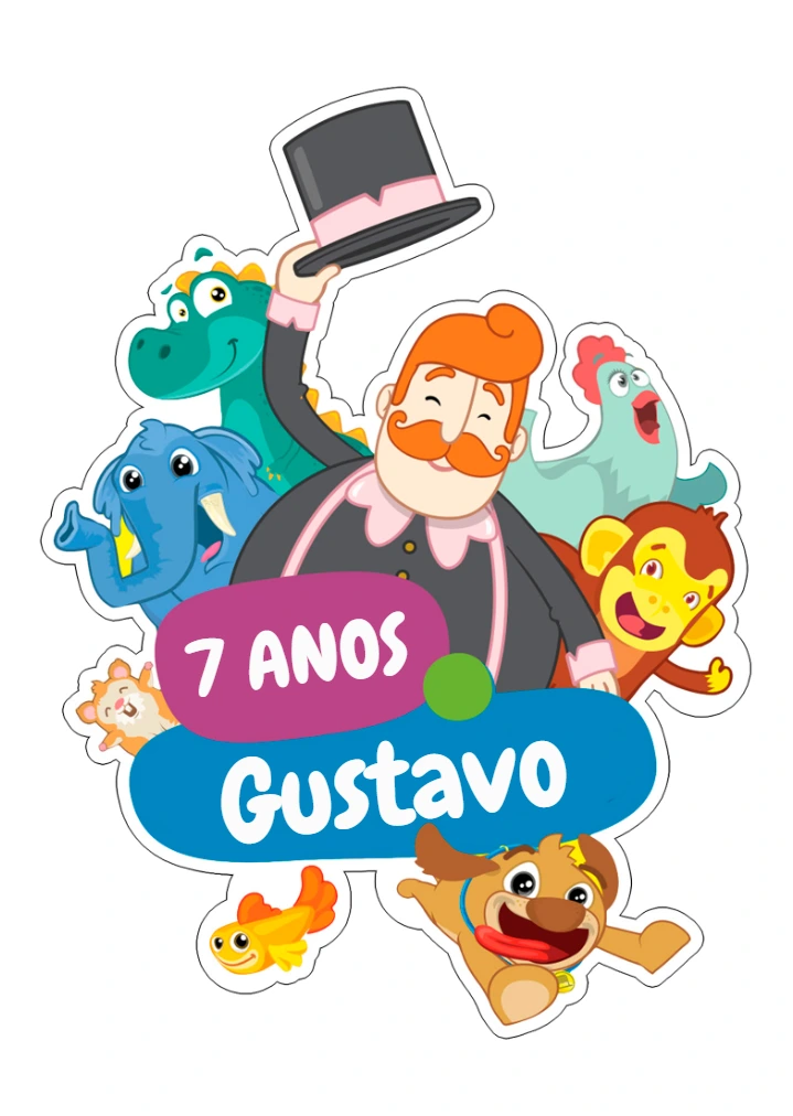 Topo de Bolo Mundo Bita Aniversário com Personagens para Editar