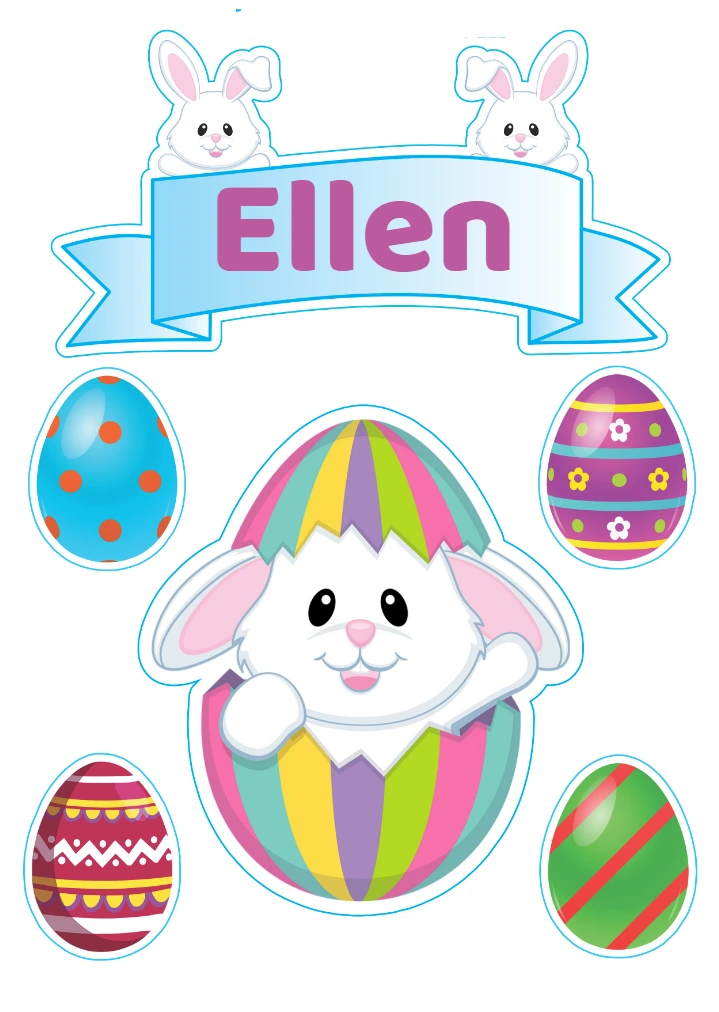 Topo de Bolo de Páscoa com Coelhinho para Editar Online