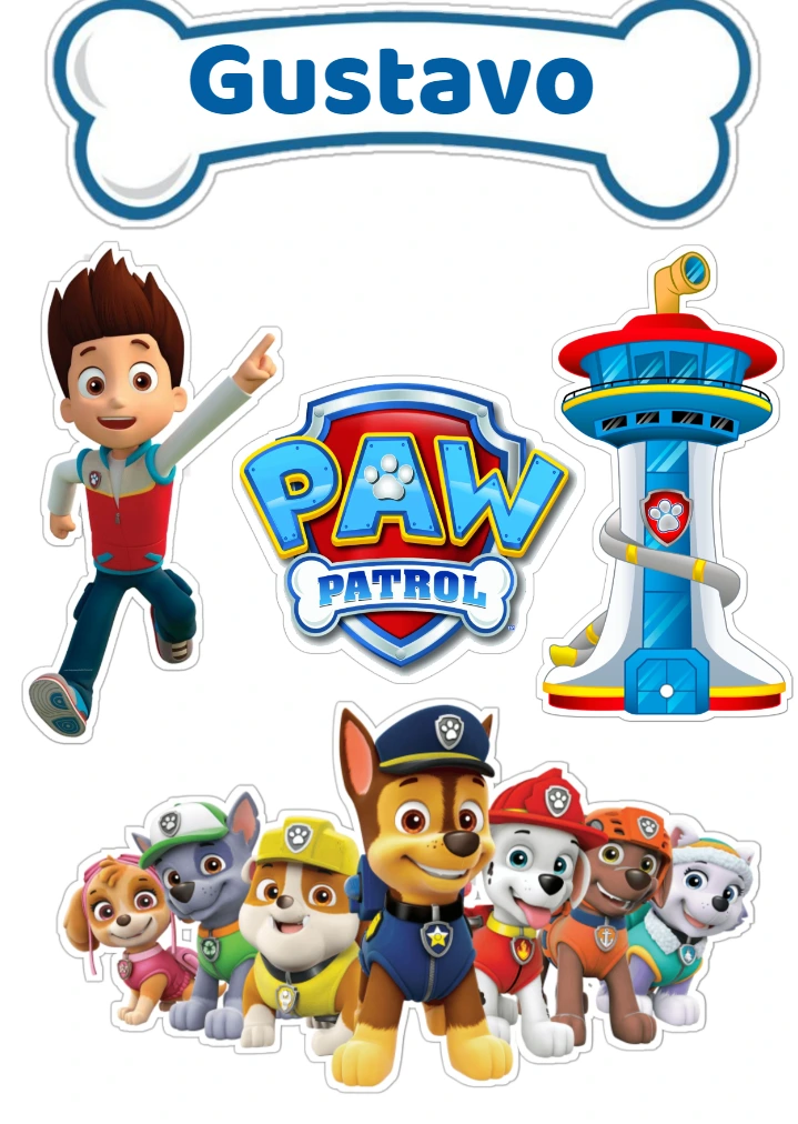 Topo de Bolo Patrulha Canina para Editar e Imprimir Grátis