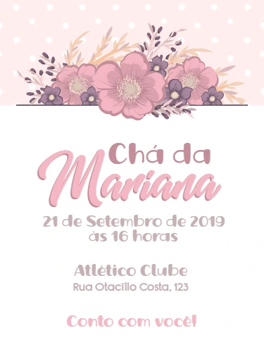 Convite Chá de Panela Floral Delicado para Editar Online
