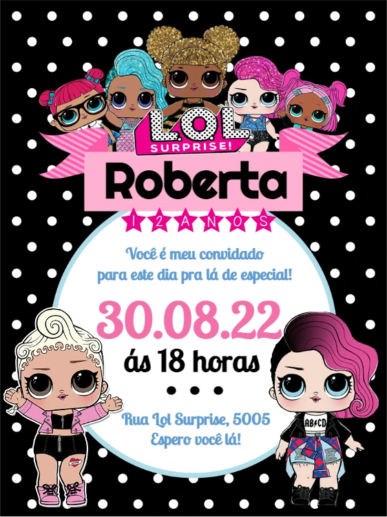 Convite de Aniversário LOL Surprise com Bonecas para Editar