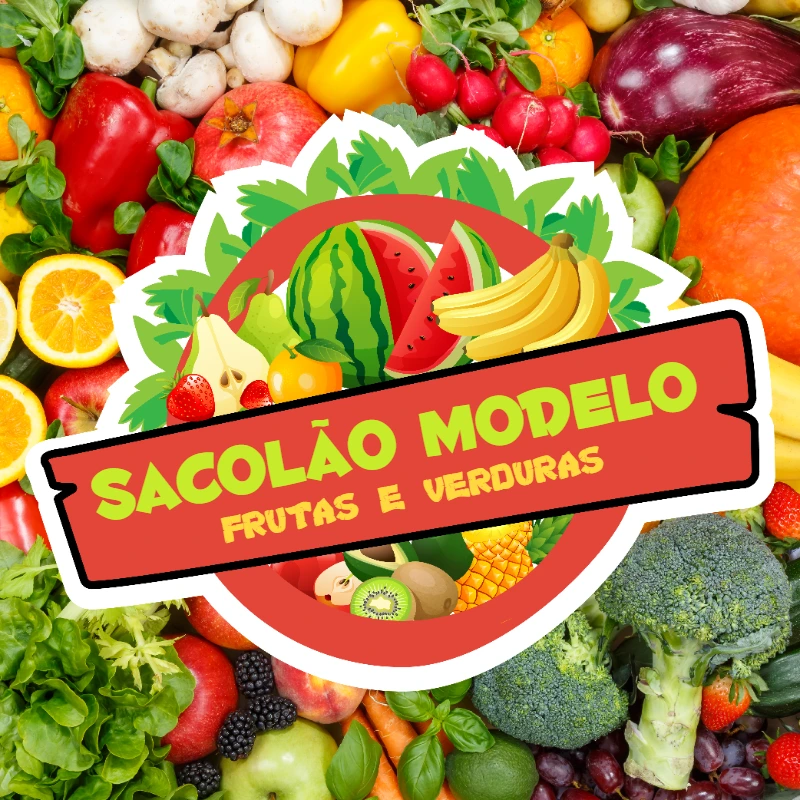 Logo para Sacolão e Hortifruti com Frutas para Editar Online