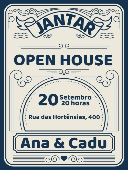 Convite Open House Vintage para Editar e Imprimir