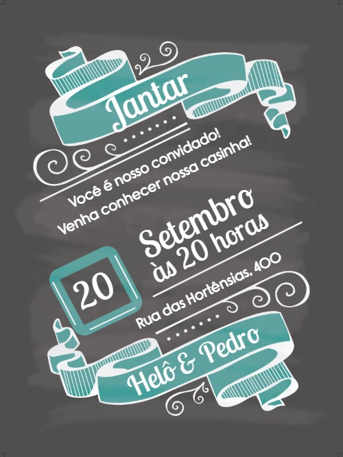 Convite de Jantar Casa Nova estilo Lousa para Editar