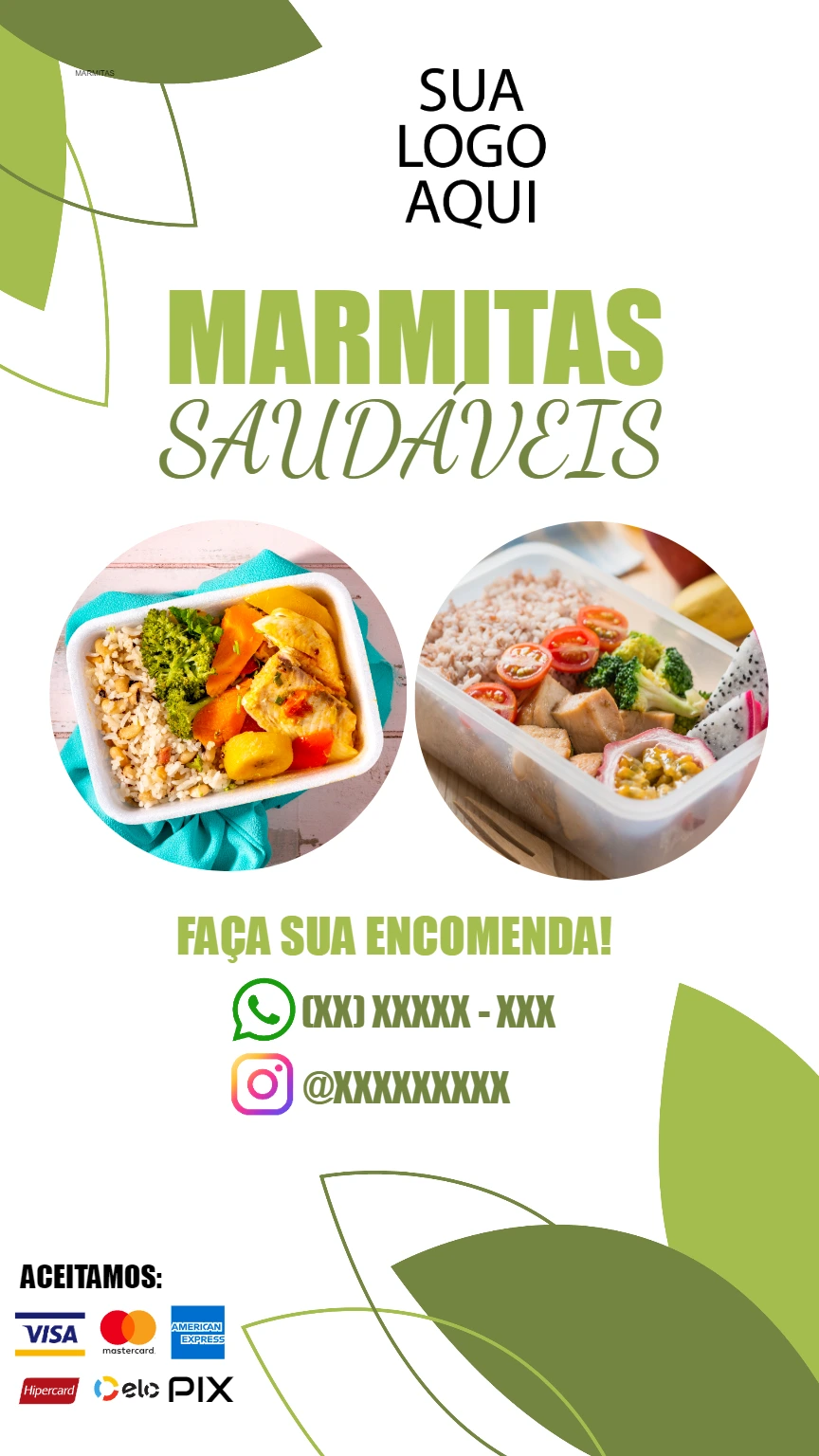 Flyer de Marmitas Saudáveis para Editar e Imprimir Online