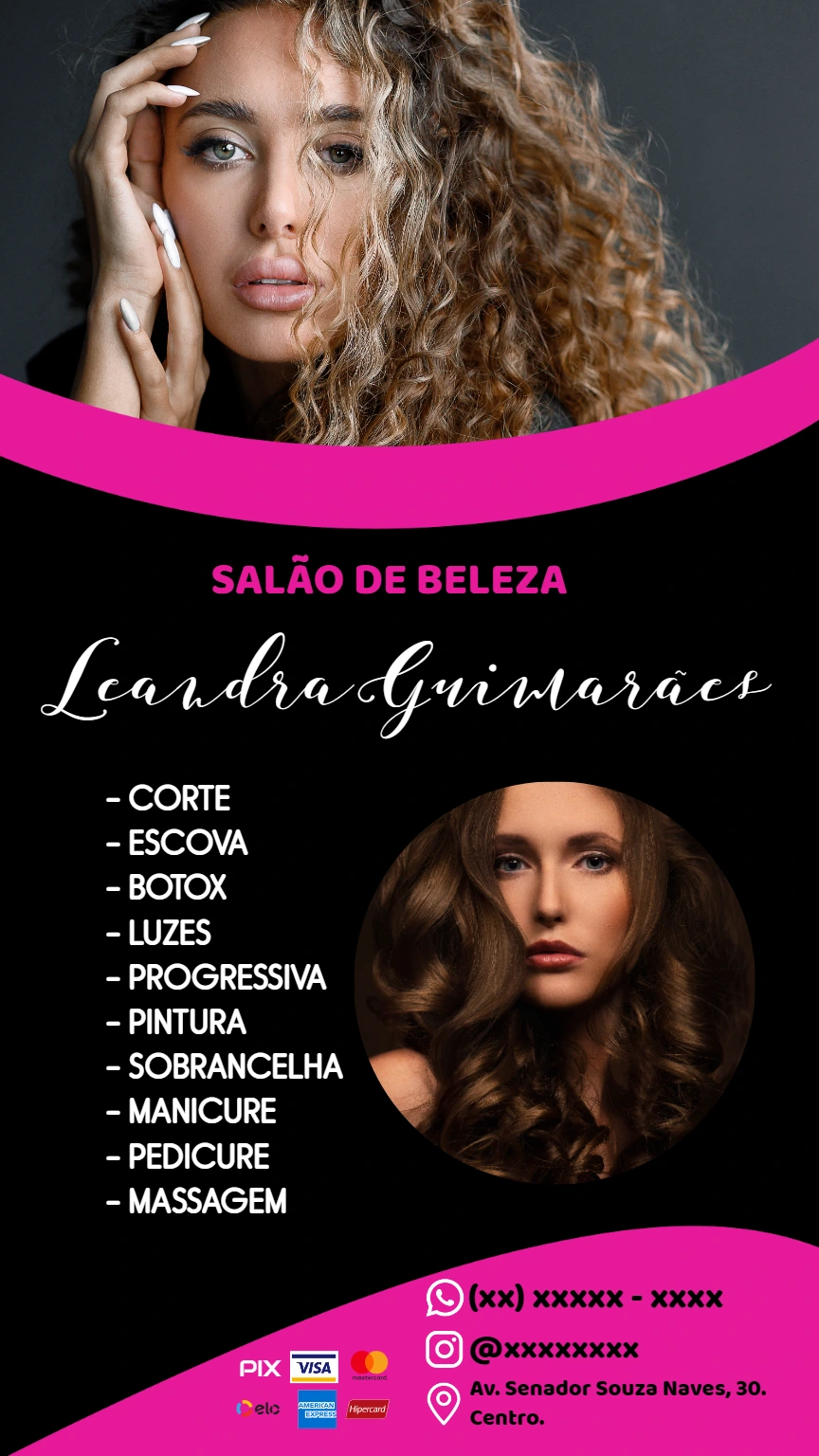 Cartão de Visita Salão de Beleza Moderno para Editar Online