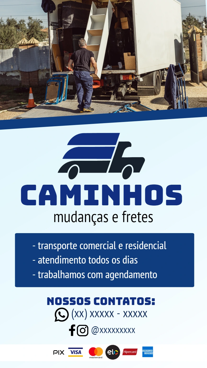 Cartão de Visita Frete e Mudança Editável Online para Imprimir