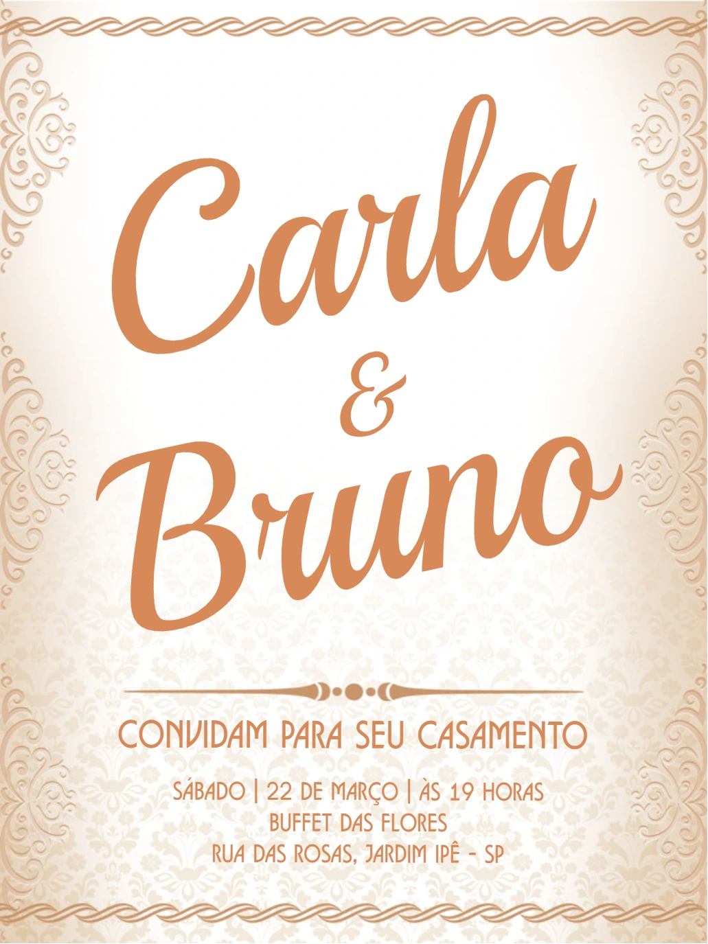 Convite de Casamento Arabesco Elegante para Editar Online