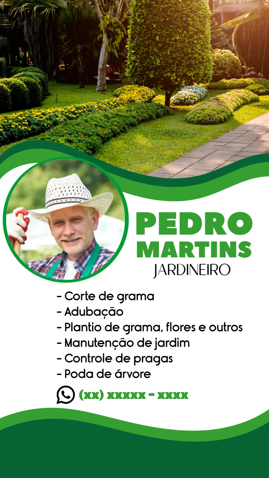 Cartão de Visita Jardineiro com Foto para Editar Online