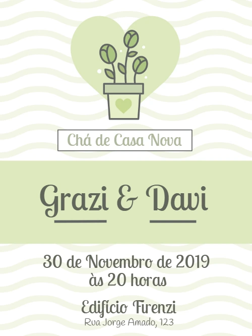Convite Chá de Casa Nova com Plantinha para Editar Online