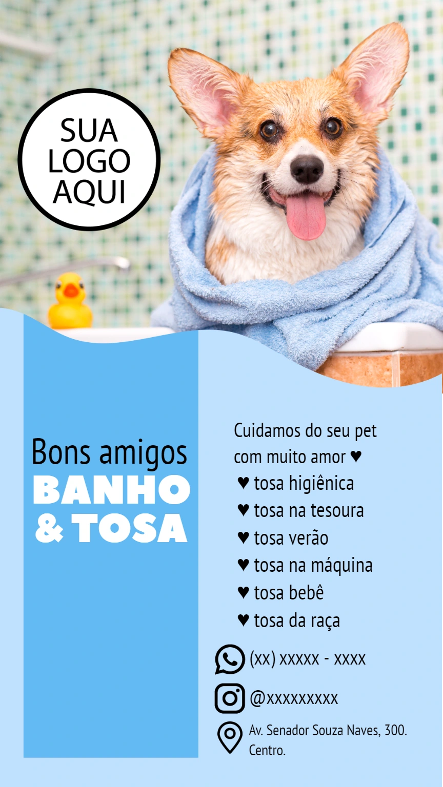 Flyer de Banho e Tosa com Cão Fofo para Editar Online
