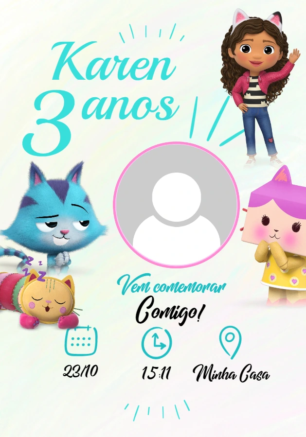 Convite Aniversário A Casa Mágica da Gabby para Editar Online
