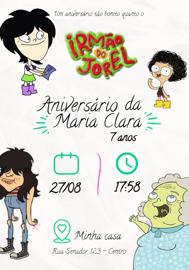 Convite de Aniversário Irmão do Jorel para Editar Online