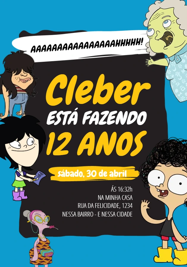 Convite Aniversário Irmão do Jorel com Personagens para Editar