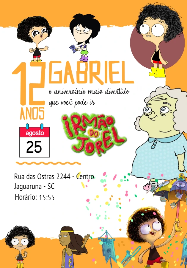 Convite de Aniversário Irmão do Jorel para Editar Online