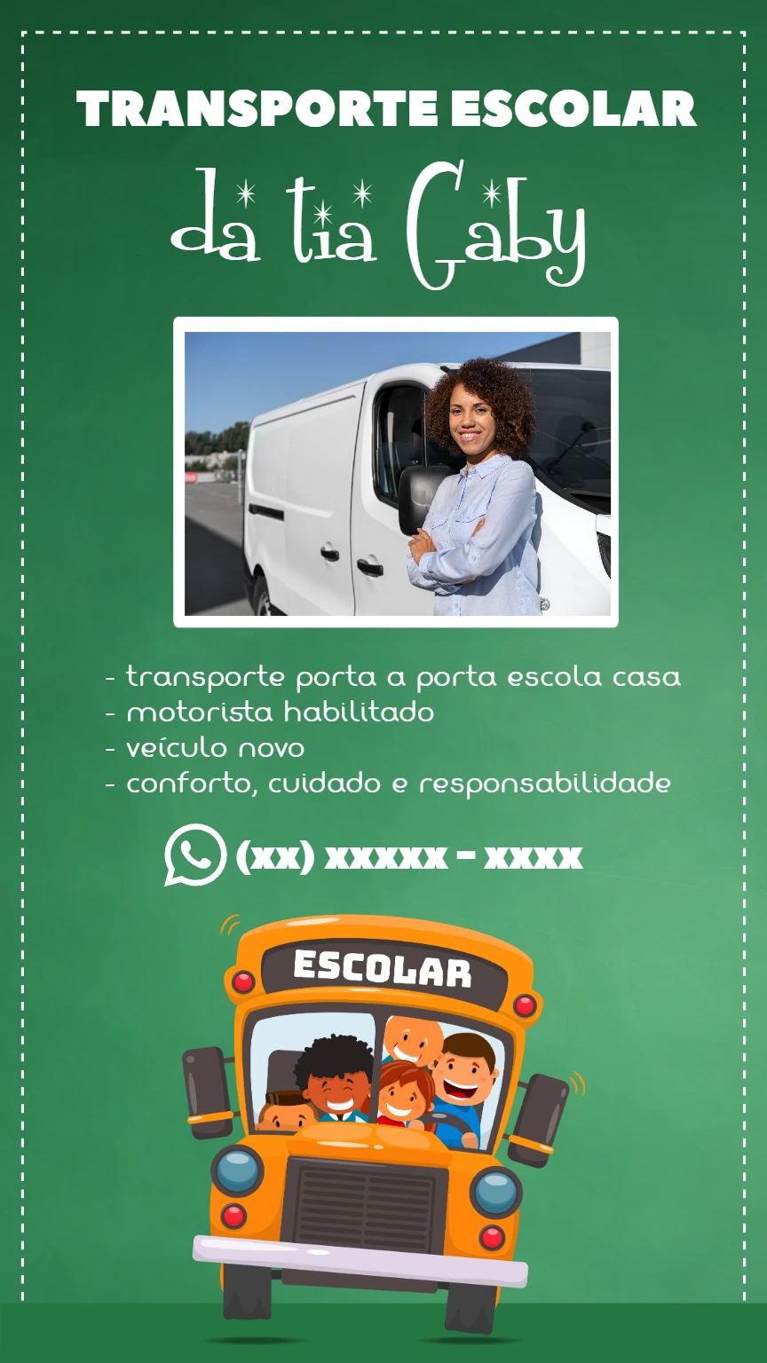 Cartão Virtual de Transporte Escolar para Editar Online