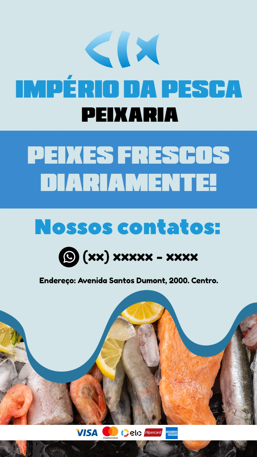 Modelo de Arte para Peixaria com Peixes Frescos para Editar