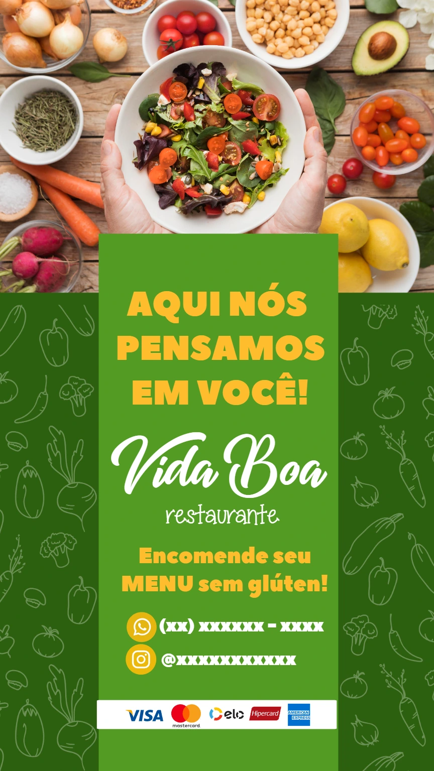 Flyer de Restaurante Saudável com Menu Fitness para Editar