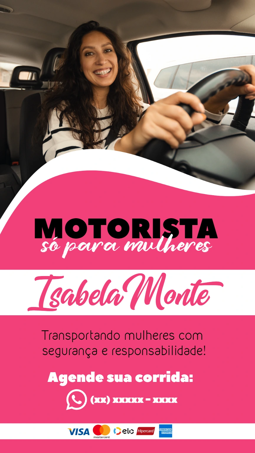 Cartão de Visita Motorista para Mulheres para Editar Online