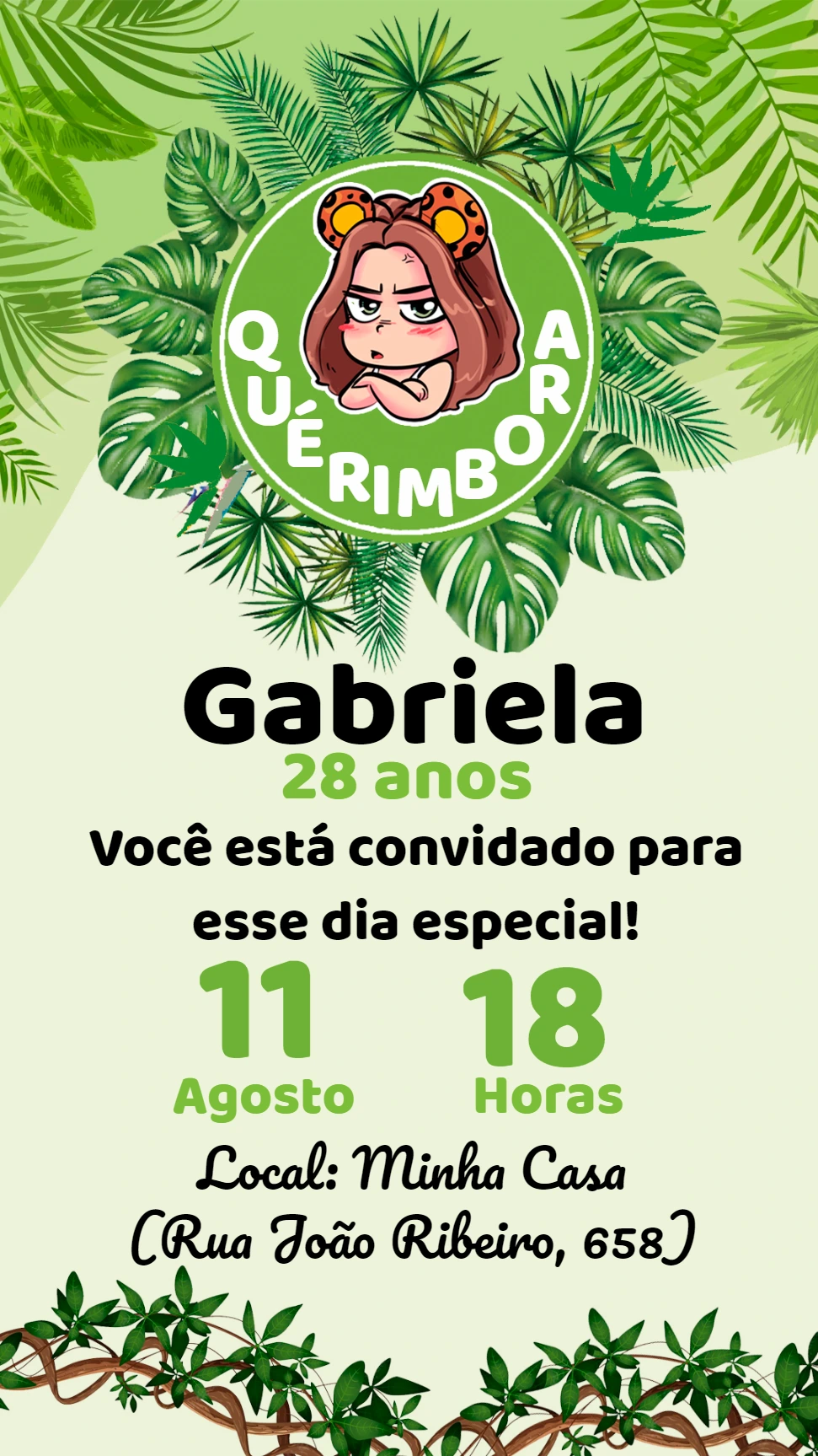 Convite Aniversário Juma Marruá para Editar Online