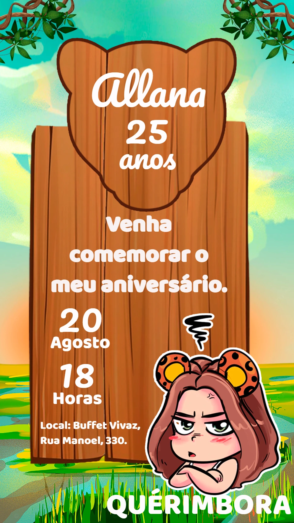 Convite Aniversário Juma Marruá para Editar Online