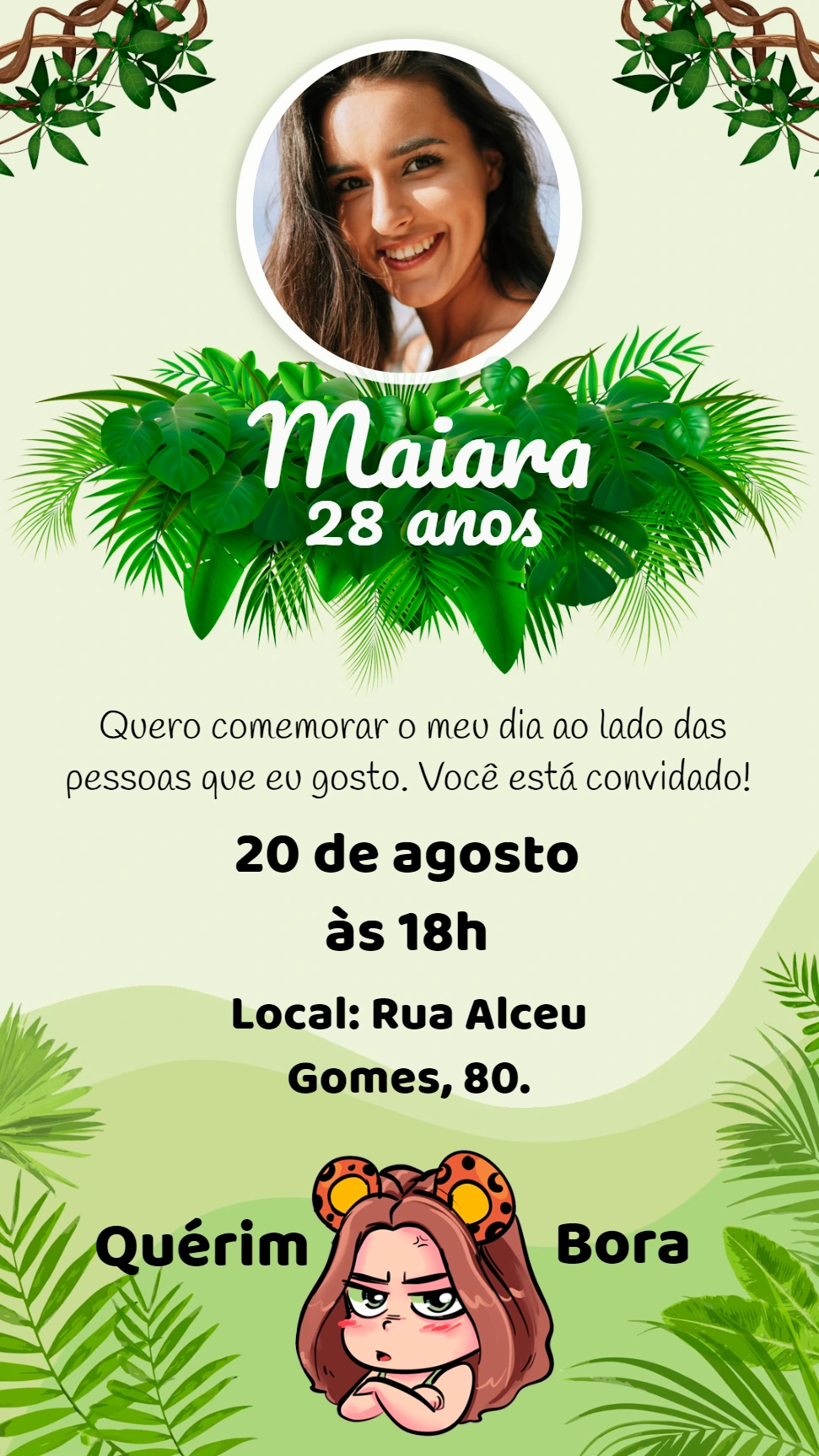 Convite Aniversário Juma Marruá com Foto para Editar Online