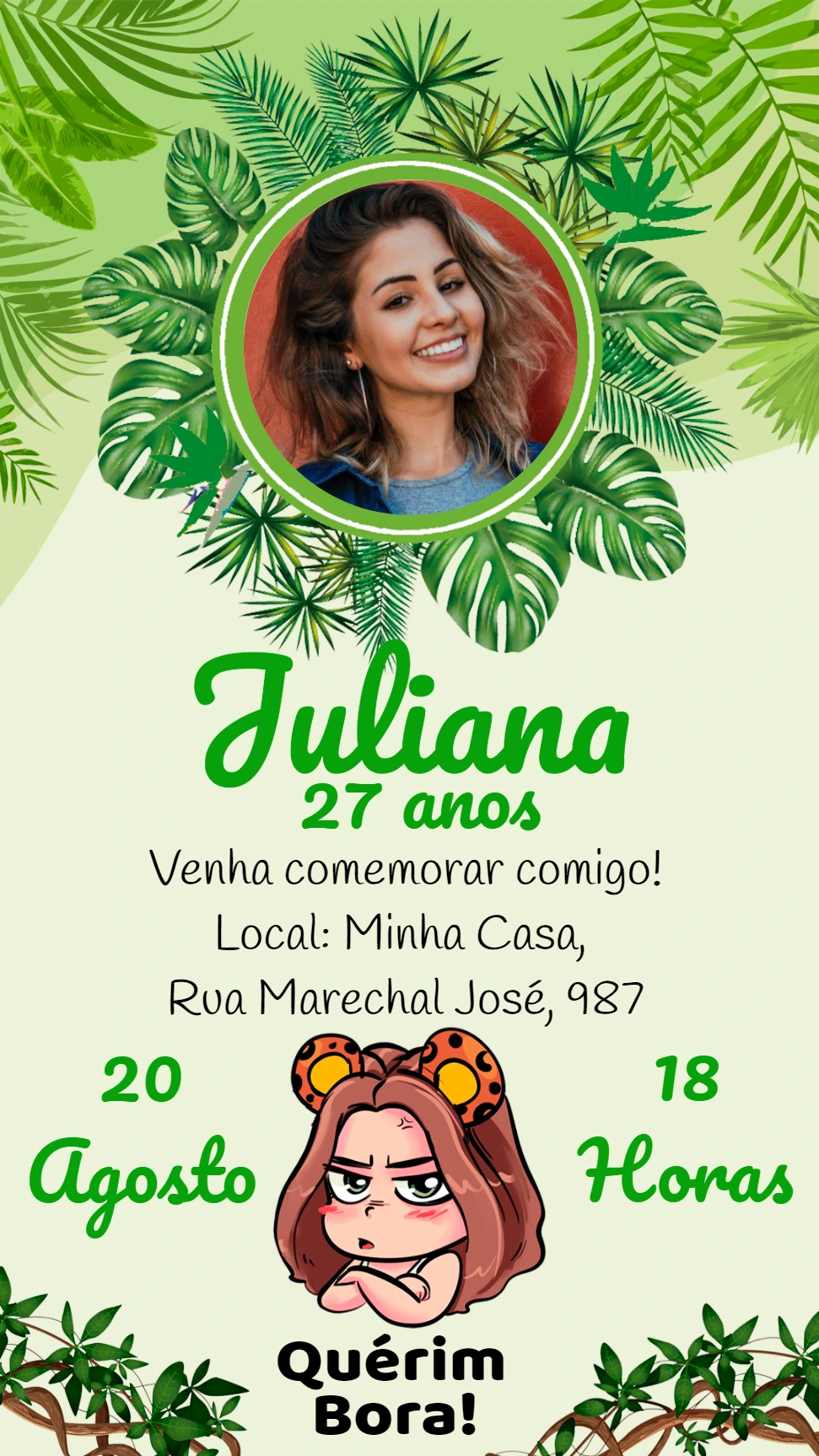 Convite Aniversário Juma Marruá com Foto para Editar Online