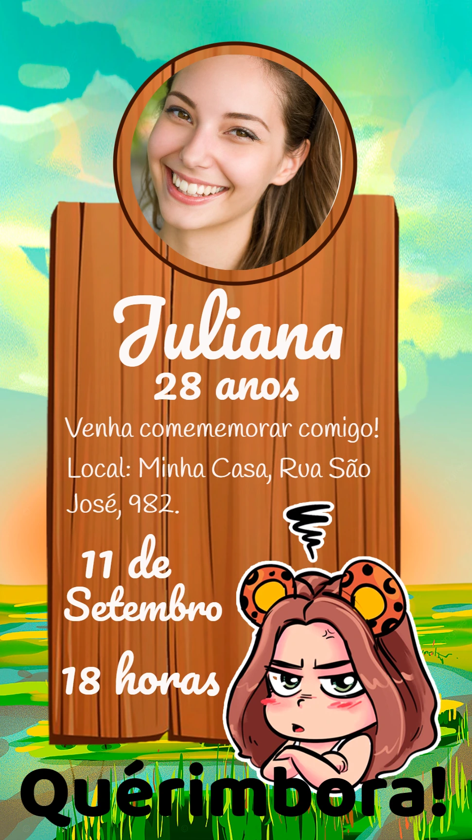 Convite de Aniversário Juma Marruá com Foto para Editar Online