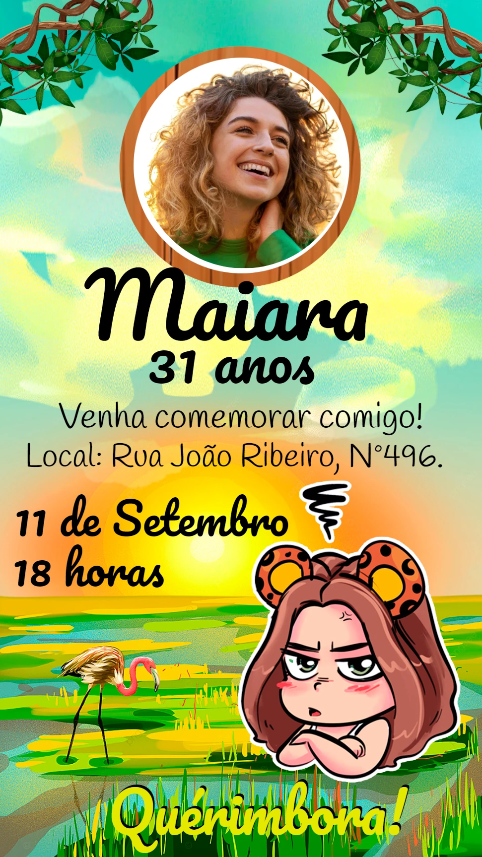 Convite Aniversário Juma Marruá com Foto para Editar Online