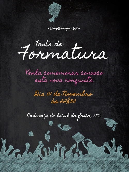 Convite de Formatura Estilo Lousa para Editar e Imprimir Online
