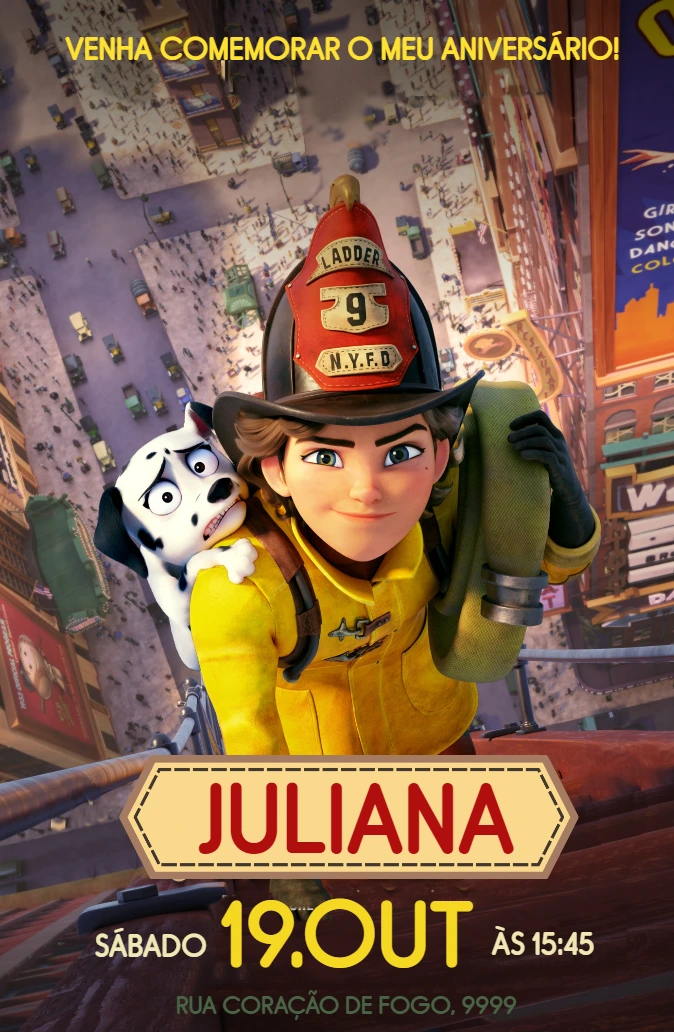 Convite de Aniversário Coração de Fogo Editável para Imprimir