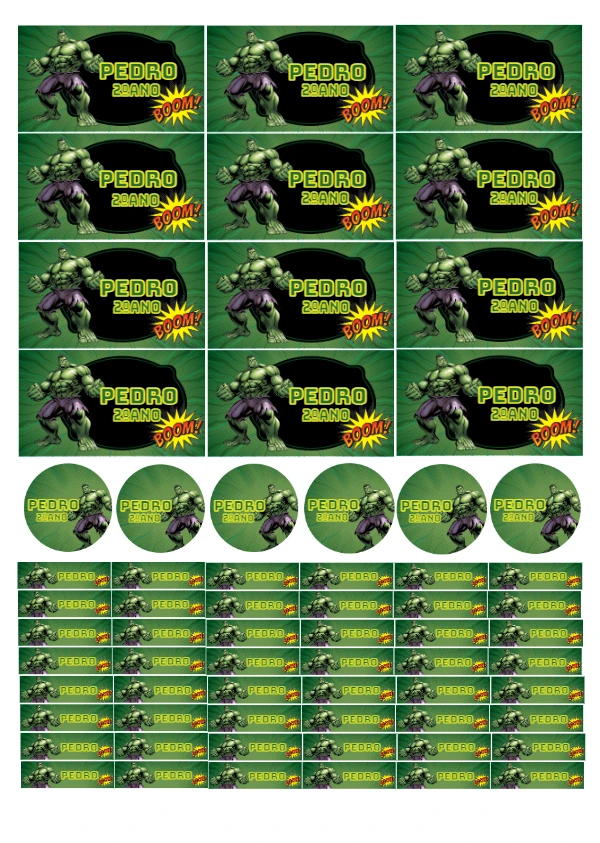 Etiqueta Escolar Hulk para Editar e Imprimir Online